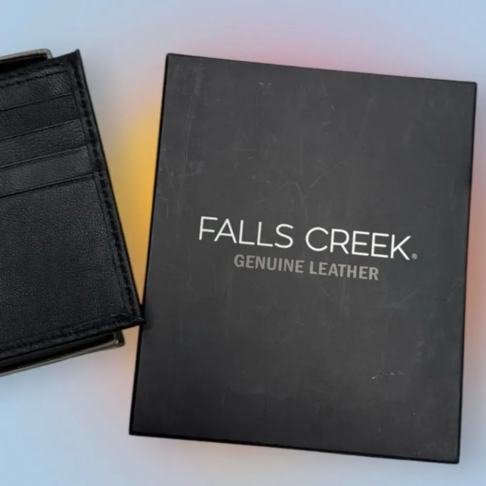 FALLS CREEK Men’s Black Genuine Leather Bifold Wallet RFID